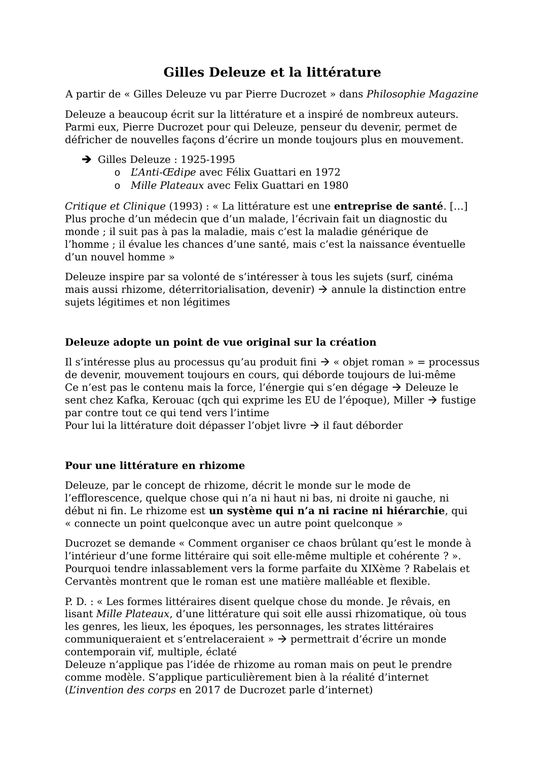 Prévisualisation du document Gilles Deleuze et la littérature