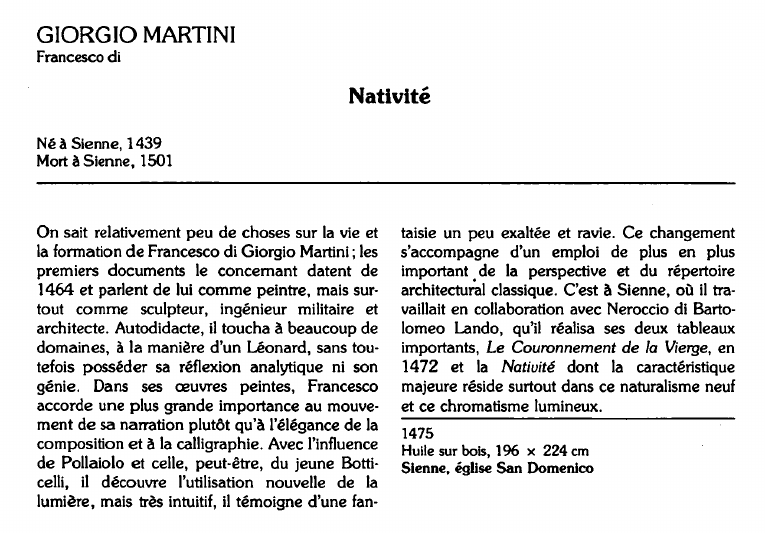 Prévisualisation du document GIORGIO MARTINIFrancesco di:Nativité (analyse du tableau).