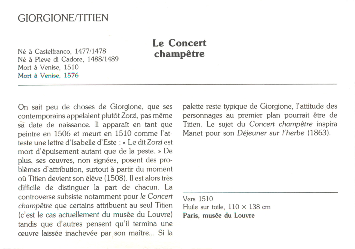 Prévisualisation du document GIORGIONE / TITIEN:  Le Concert champêtre