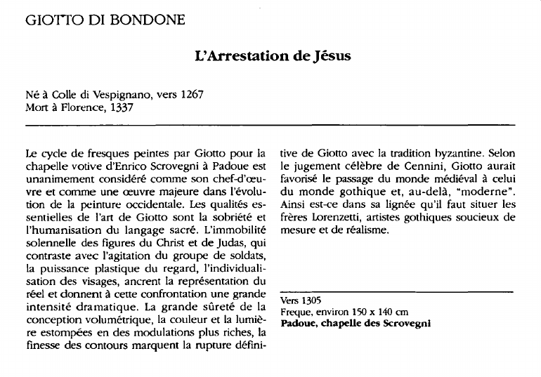 Prévisualisation du document GIOTTO DI BONDONE:L'Arrestation de Jésus (analyse).