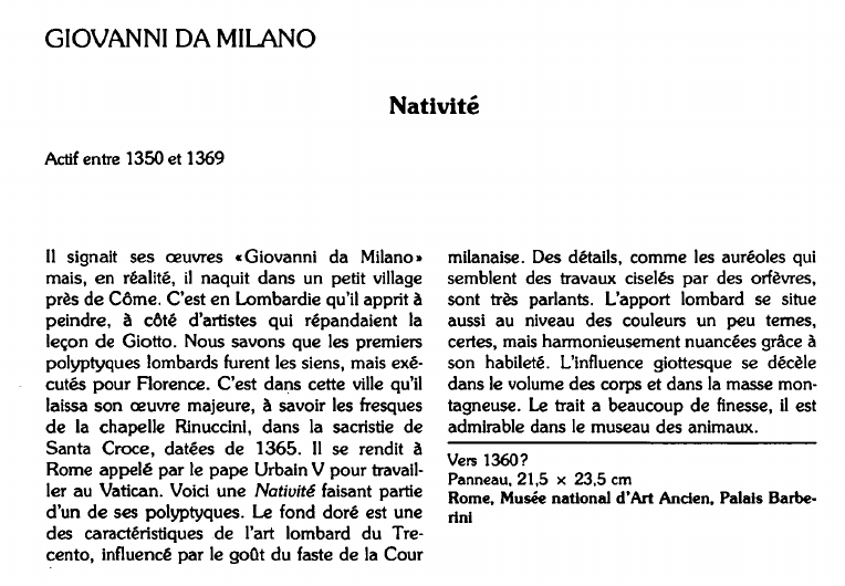 Prévisualisation du document GIOVANNI DA MILANO:Nativité (analyse).