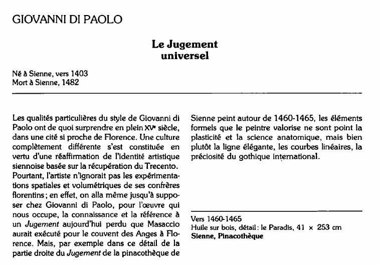 Prévisualisation du document GIOVANNI DI PAOLO:Le Jugementuniversel (analyse du tableau).