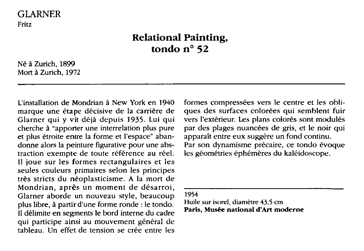 Prévisualisation du document GLARNER Fritz : Relational Painting, tondo n° 52