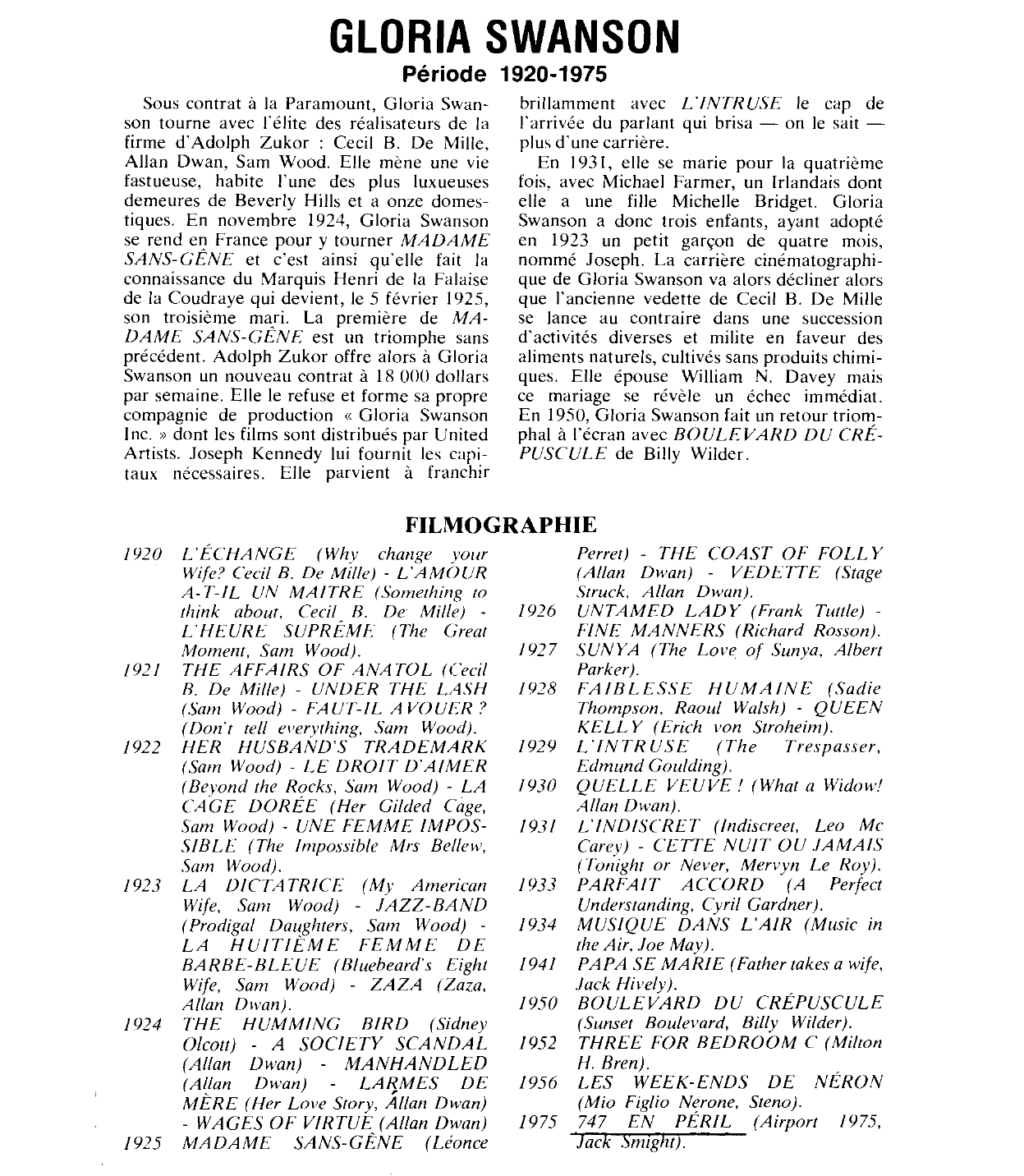 Prévisualisation du document GLORIA SWANSON