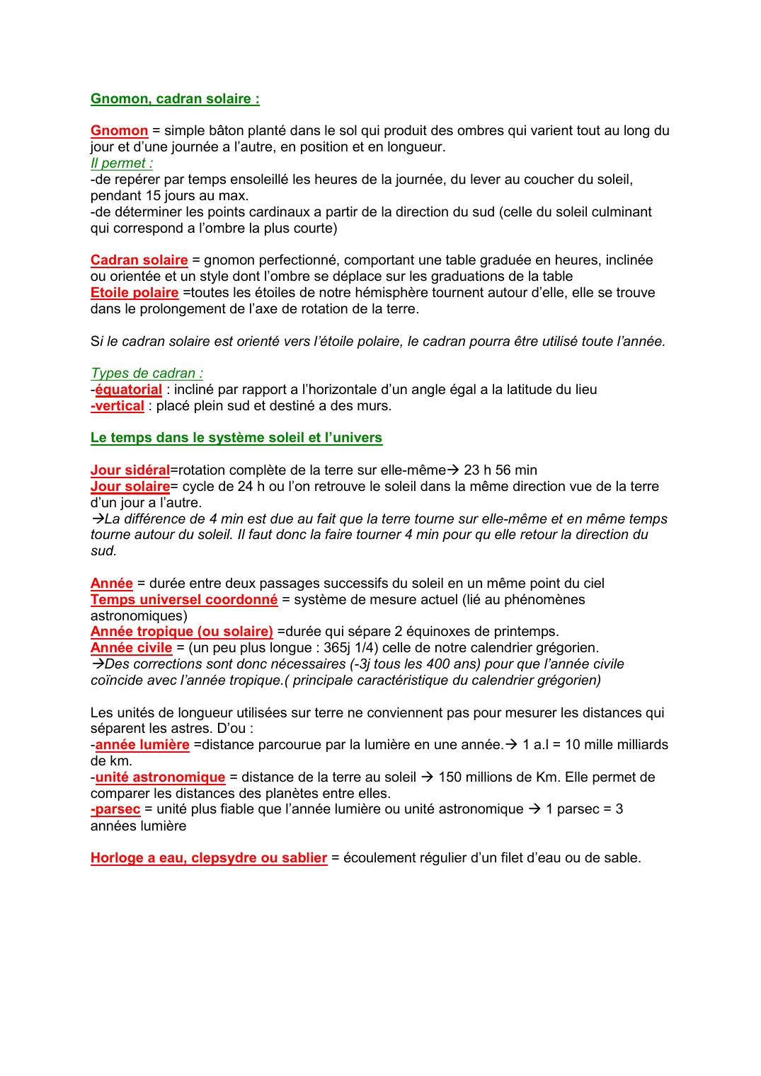 Prévisualisation du document Gnomon, cadran solaire :Gnomon = simple bâton planté dans le sol qui produit des ombres qui varient tout au long dujour et d'une journée a l'autre, en position et en longueur.