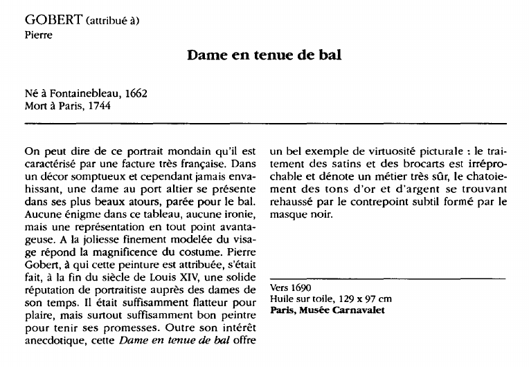 Prévisualisation du document GOBERT (attribué à) Pierre:Dame en tenue de bal.