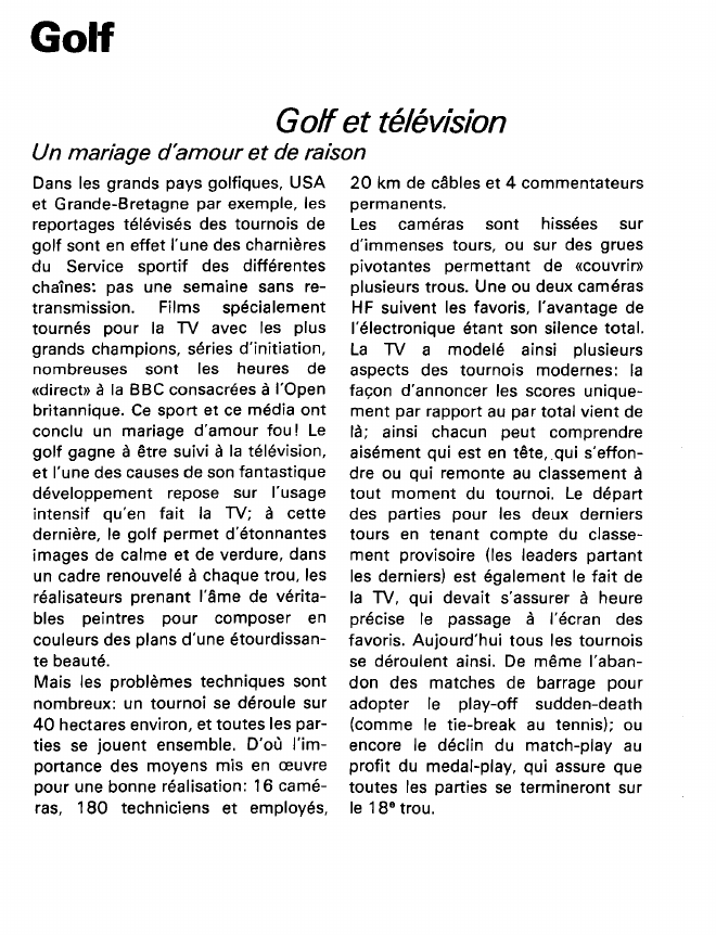 Prévisualisation du document Golf:Golf et télévision (sports).
