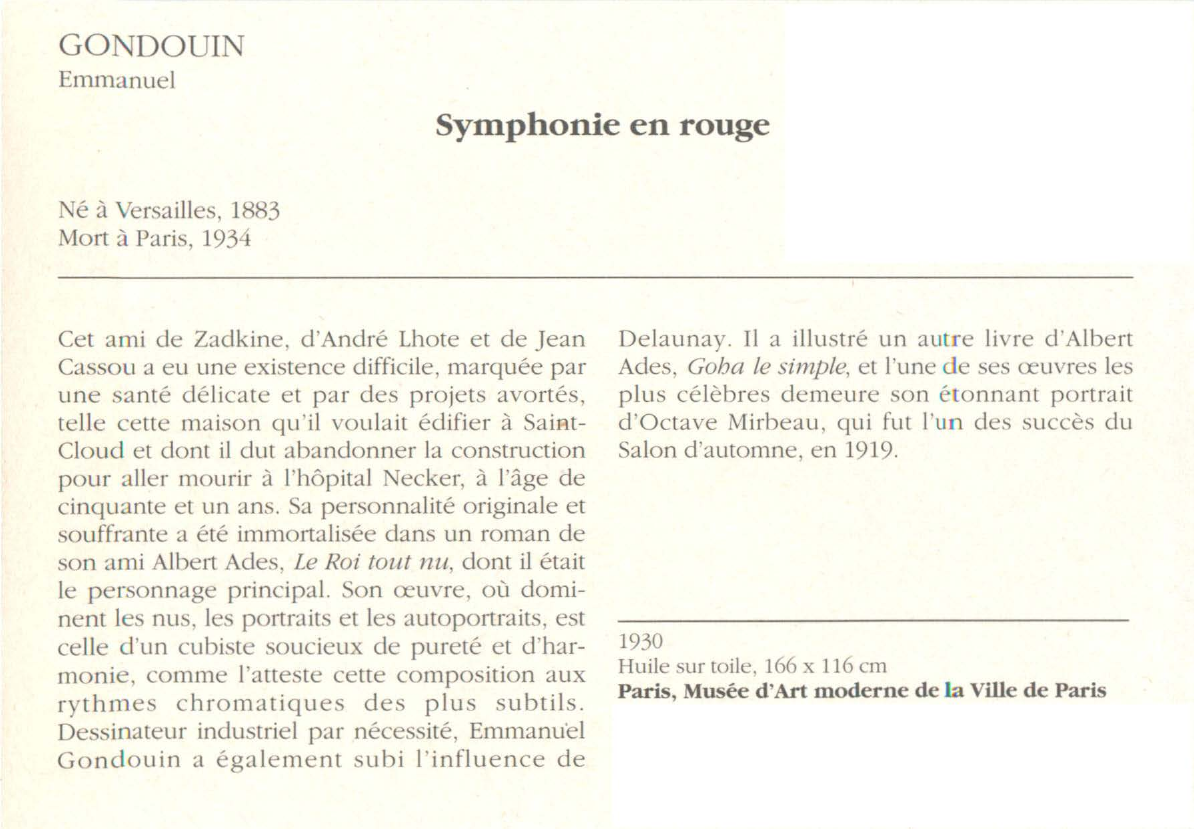 Prévisualisation du document GONDOUIN Emmanuel : Symphonie en rouge