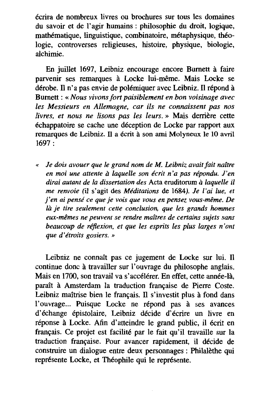 Prévisualisation du document Gottfried W. LEIBNIZ 1646-1716 Nouveaux essais sur l'entendement humain (analyse)