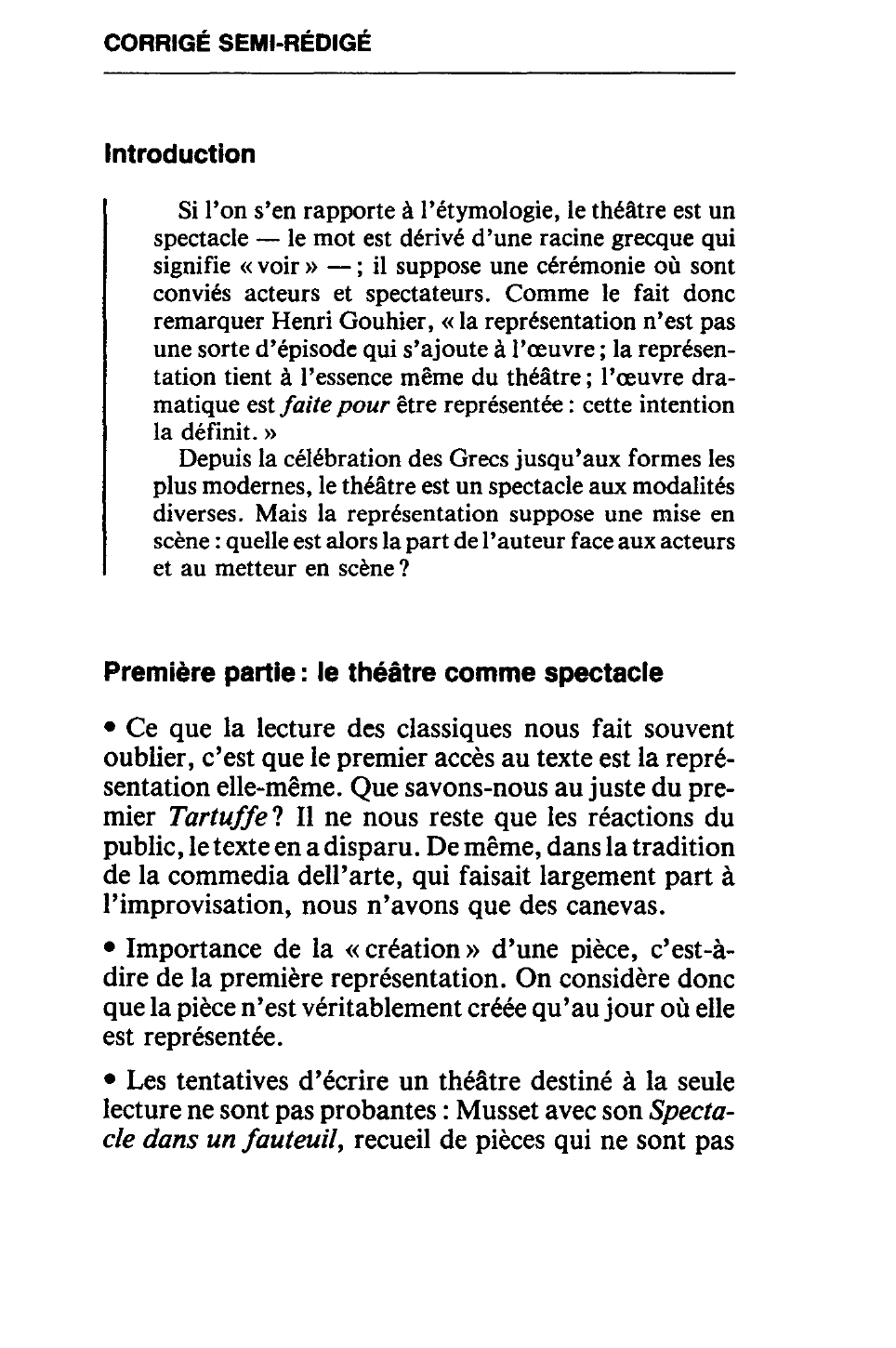 Prévisualisation du document GOUHIER: Théâtre et représentation