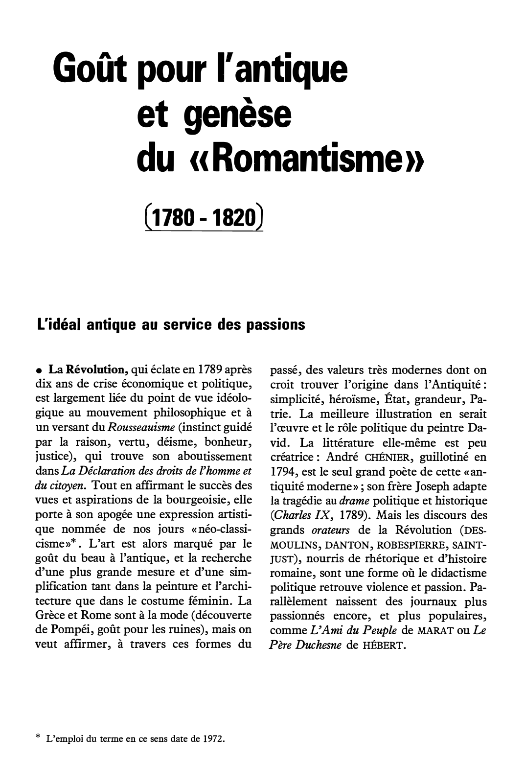 Prévisualisation du document Goût pour l'antique et genèse du «Romantisme» (1780-1820)
