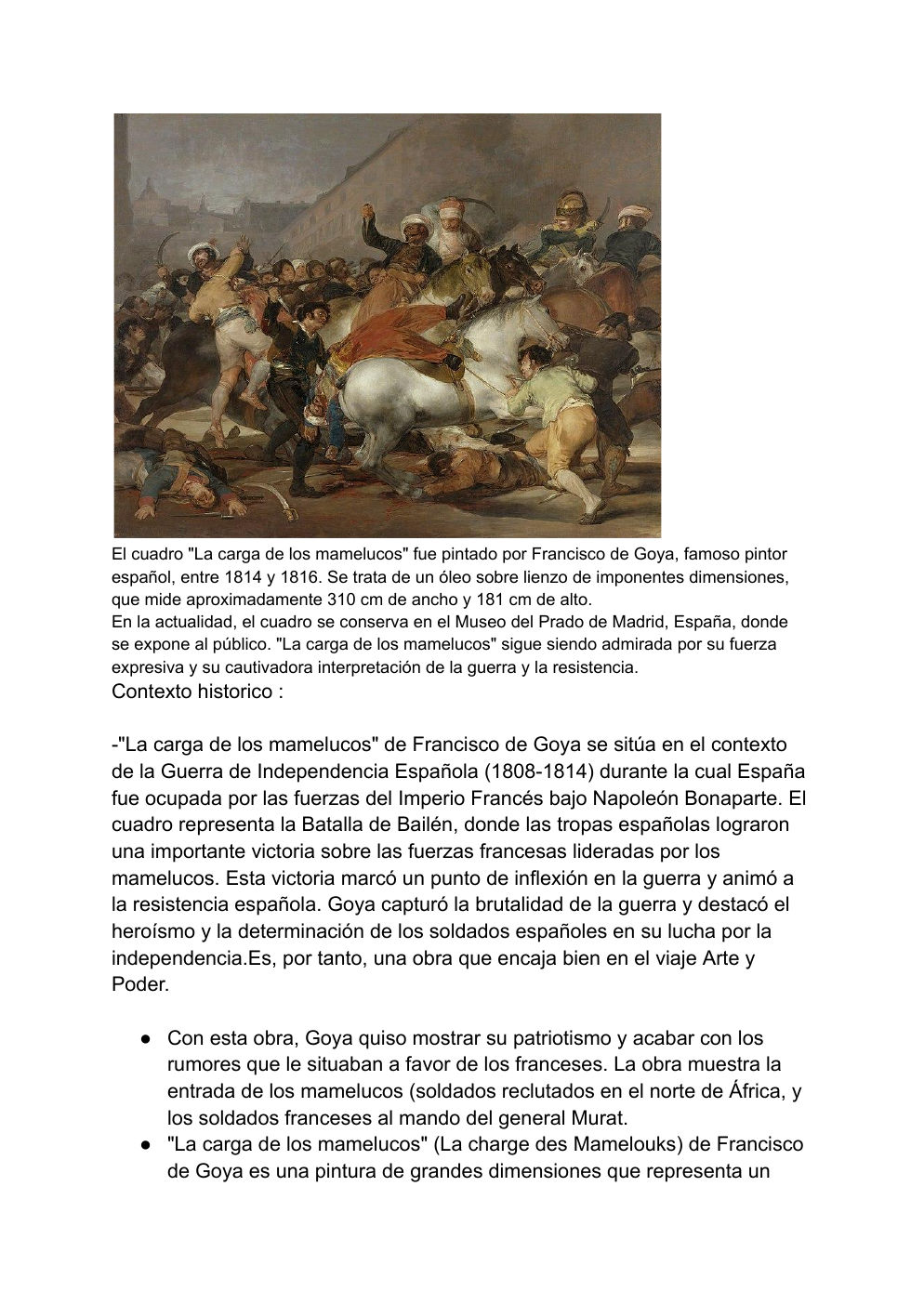 Prévisualisation du document Goya analyse en espagnol