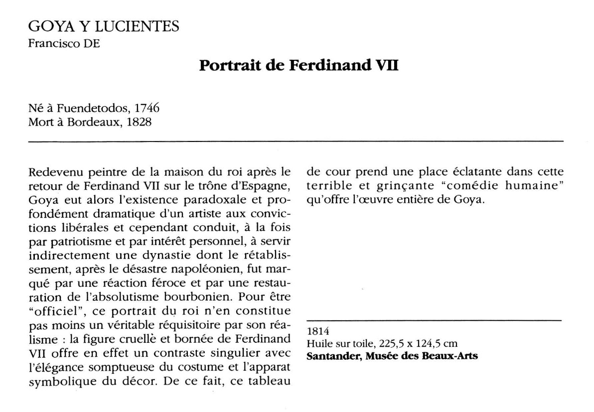 Prévisualisation du document GOYA Y LUCIENTES : Portrait de Ferdinand VII