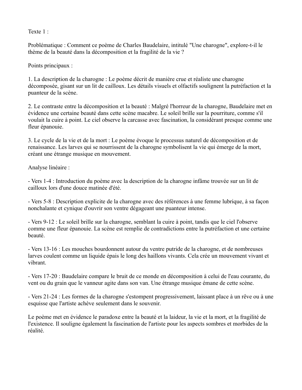 Prévisualisation du document Problématique : Comment ce poème de Charles Baudelaire, intitulé "Une charogne", explore-t-il le thème de la beauté dans la décomposition et la fragilité de la vie ?