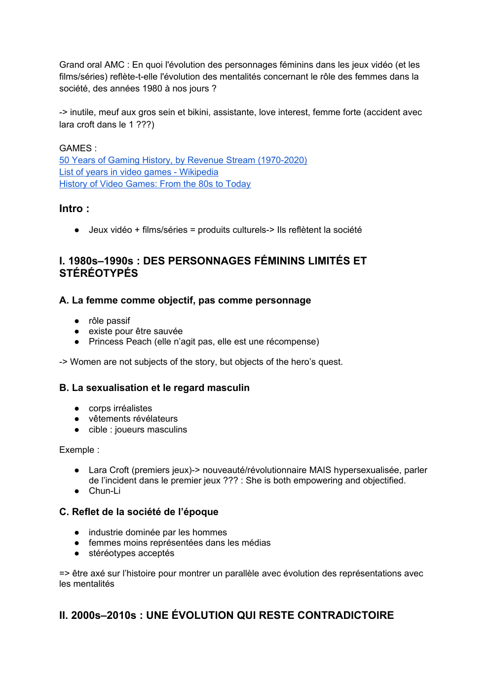 Prévisualisation du document Grand oral AMC : En quoi l'évolution des personnages féminins dans les jeux vidéo (et les films/séries) reflète-t-elle l'évolution des mentalités concernant le rôle des femmes dans la société, des années 1980 à nos jours ?