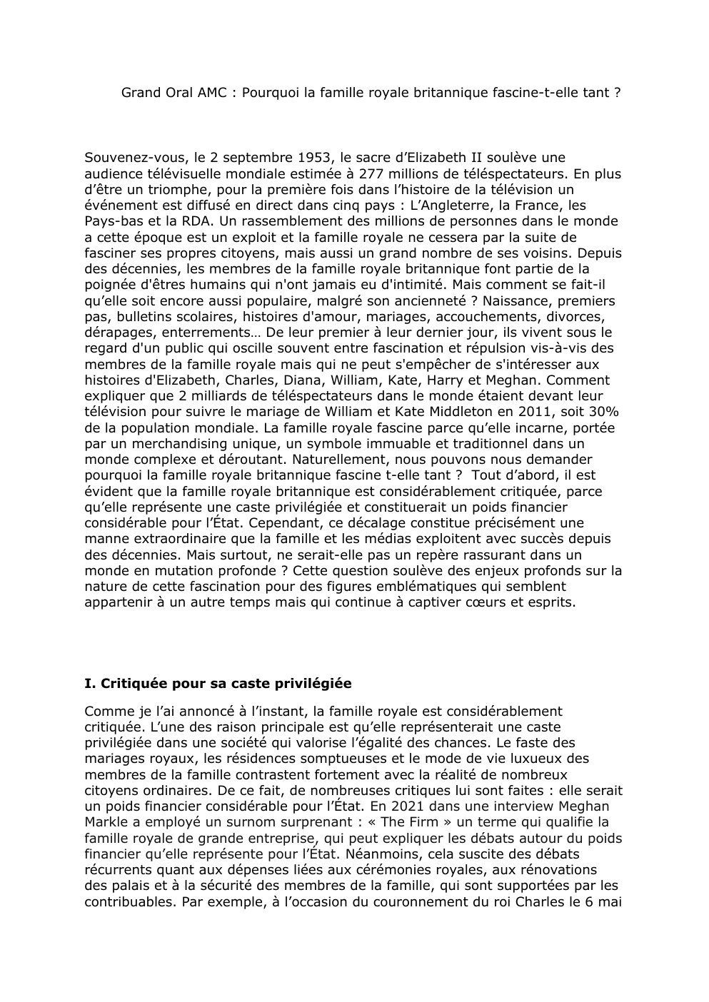 Prévisualisation du document Grand Oral AMC : Pourquoi la famille royale britannique fascine-t-elle tant ?