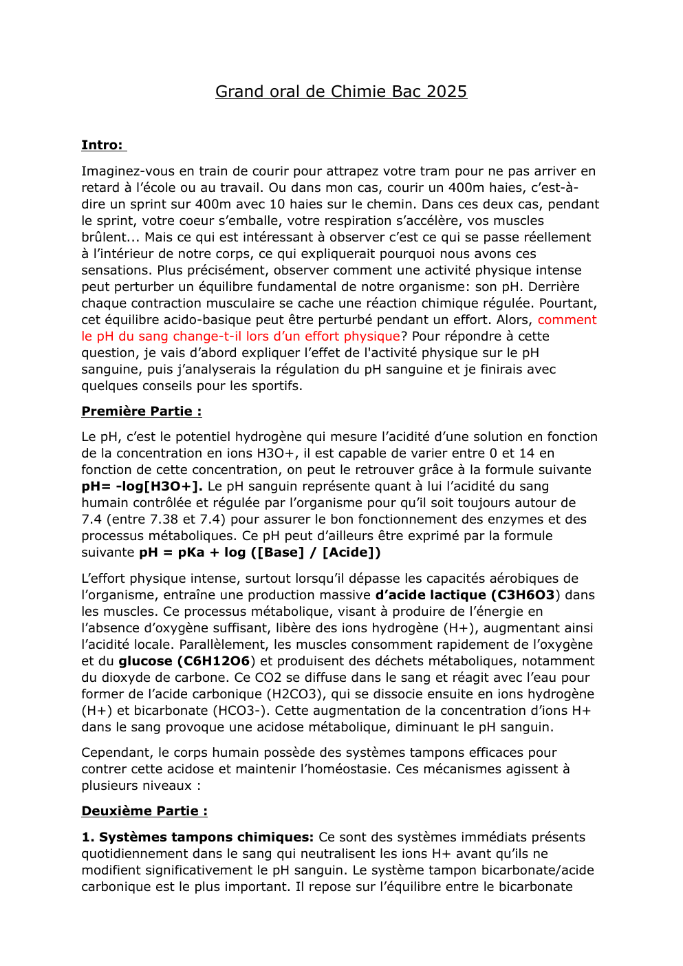 Prévisualisation du document Grand oral Chimie Le pH