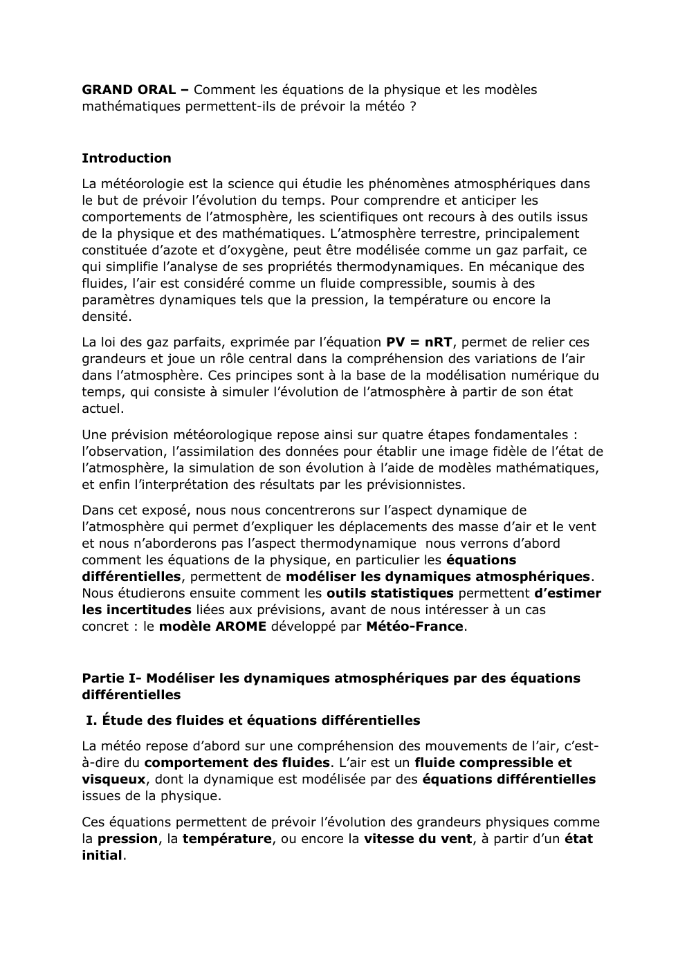 Prévisualisation du document GRAND ORAL – Comment les équations de la physique et les modèles mathématiques permettent-ils de prévoir la météo ?