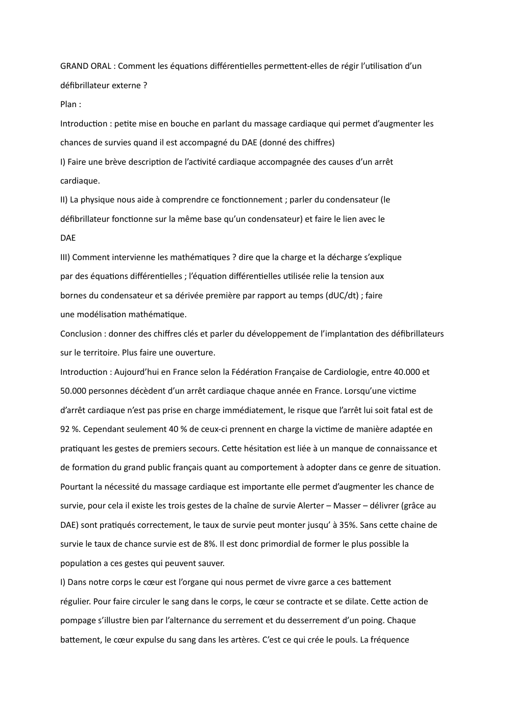 Prévisualisation du document GRAND ORAL : Comment les équations différentielles permettent-elles de régir l’utilisation d’un défibrillateur externe ?