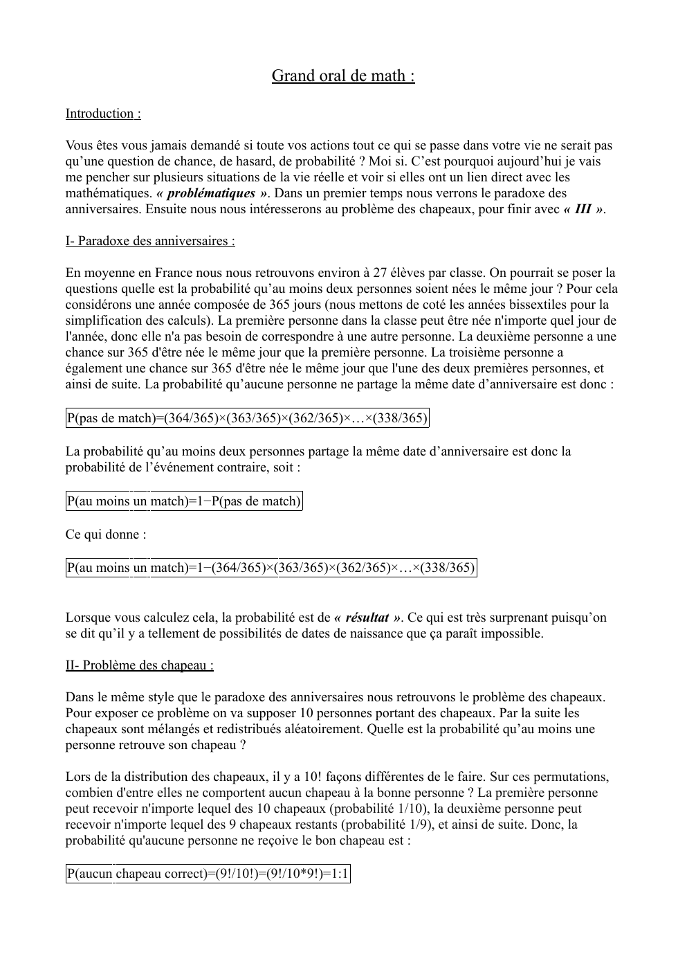 Prévisualisation du document Grand oral de math : une question de chance, de hasard, de probabilité ?