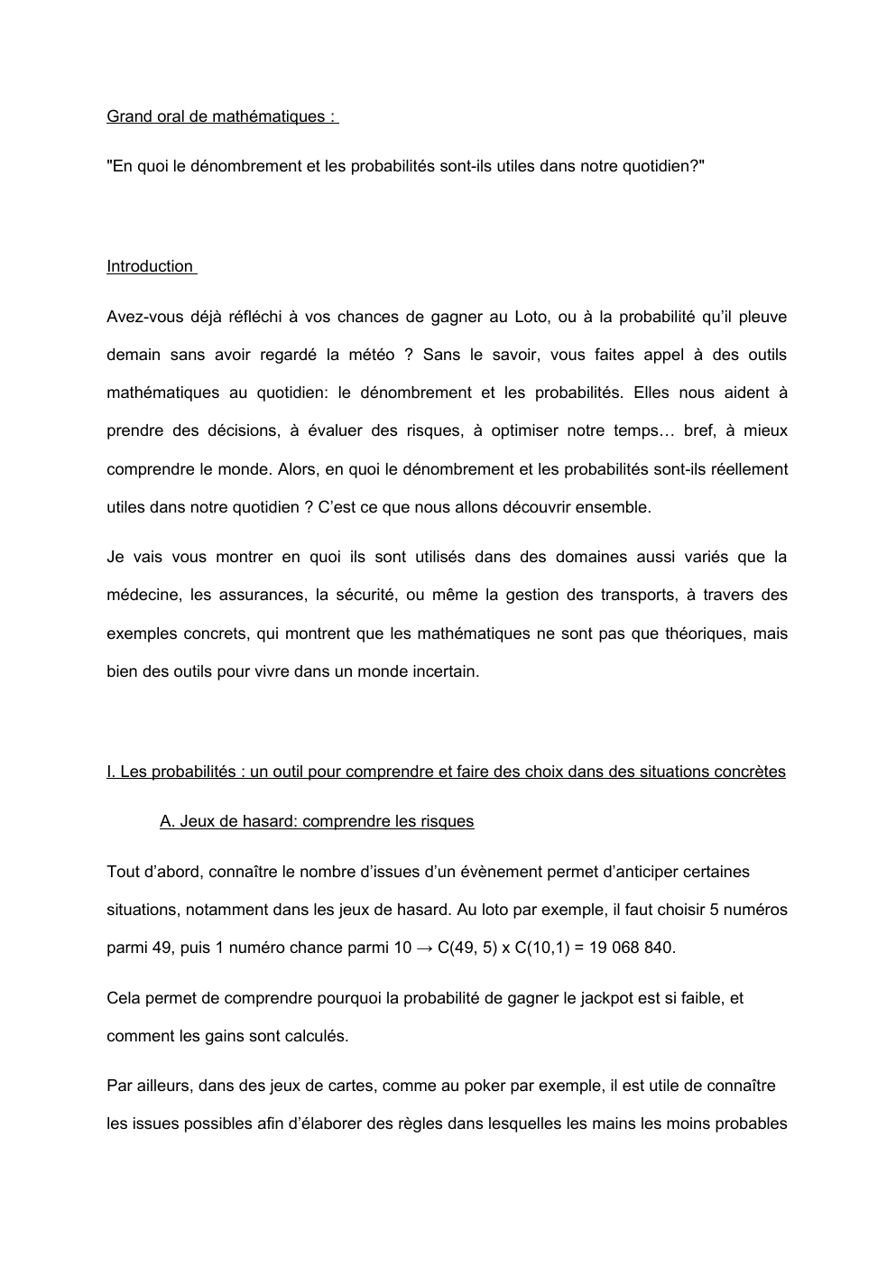 Prévisualisation du document Grand oral de mathématiques : "En quoi le dénombrement et les probabilités sont-ils utiles dans notre quotidien?"