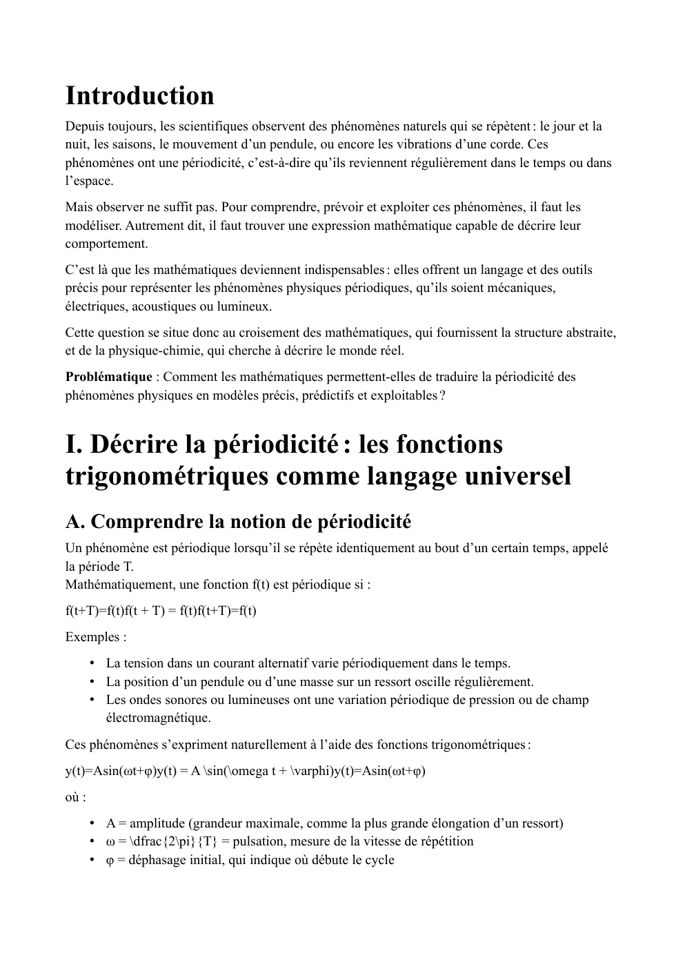 Prévisualisation du document grand oral de maths : Comment les mathématiques permettent-elles de traduire la périodicité des phénomènes physiques en modèles précis, prédictifs et exploitables ?