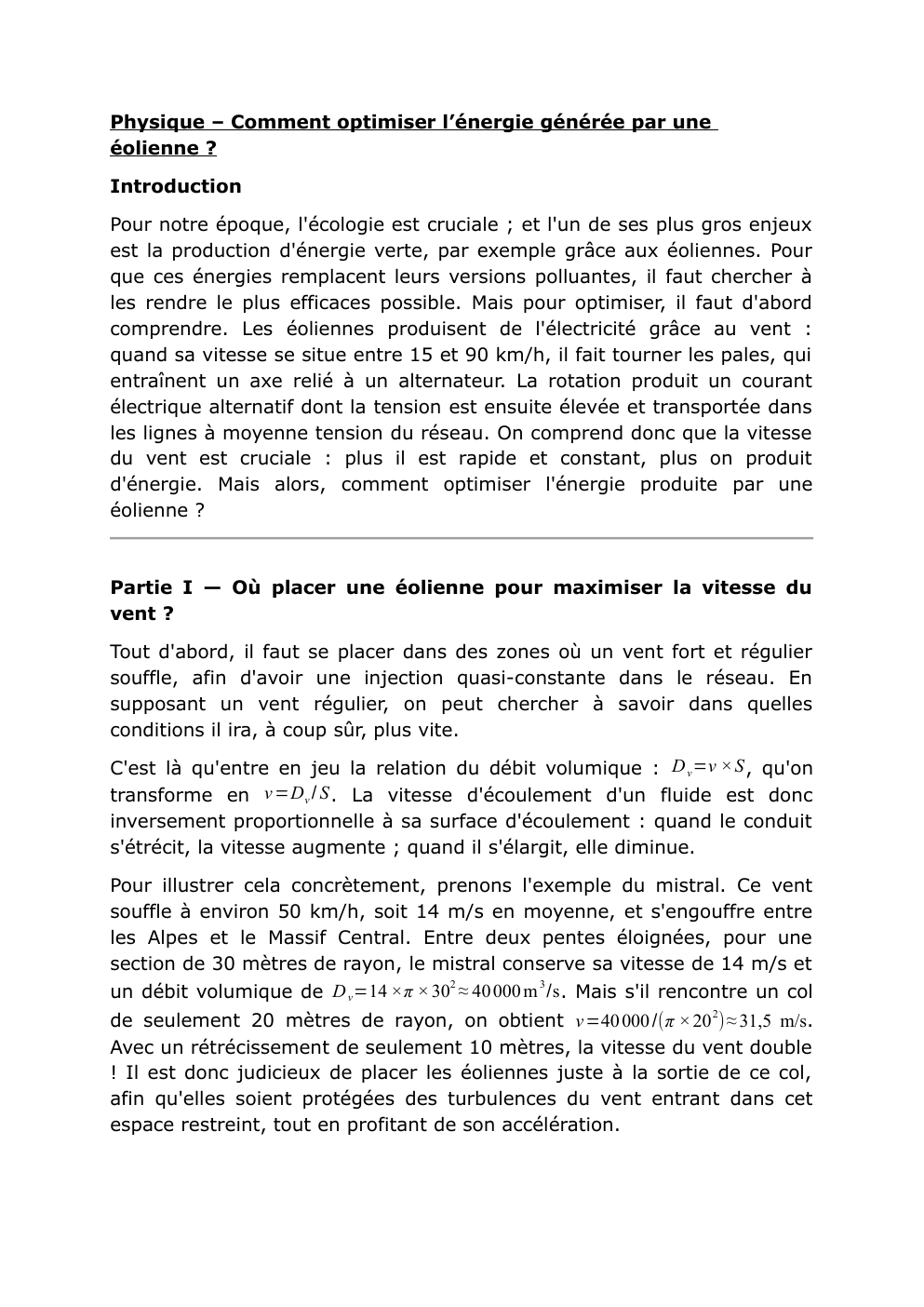Prévisualisation du document Grand oral de physique - Comment optimiser l'énergie générée par une éolienne ?