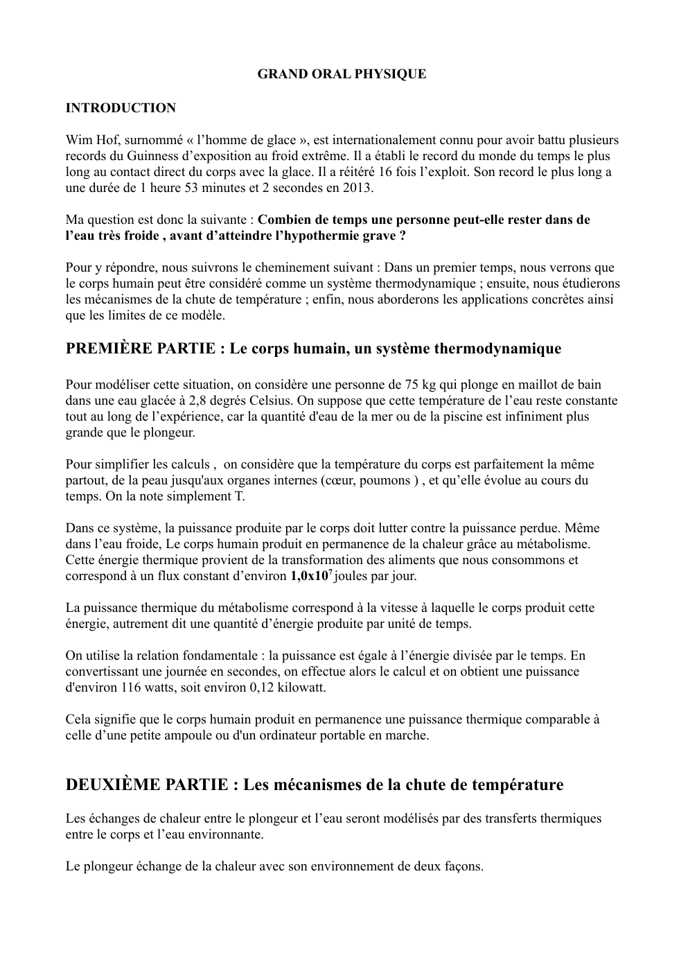 Prévisualisation du document grand oral: exposition au froid extrême