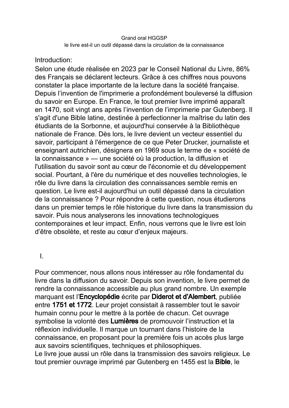 Prévisualisation du document Grand oral HGGSP le livre est-il un outil dépassé dans la circulation de la connaissance