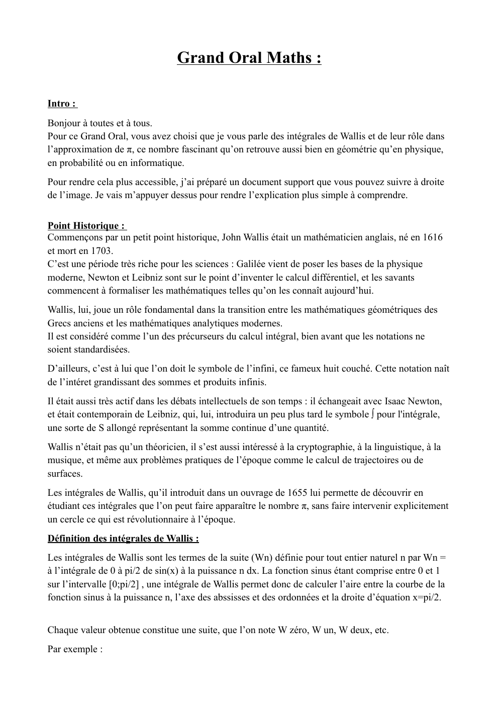 Prévisualisation du document Grand oral intégrales de Wallis