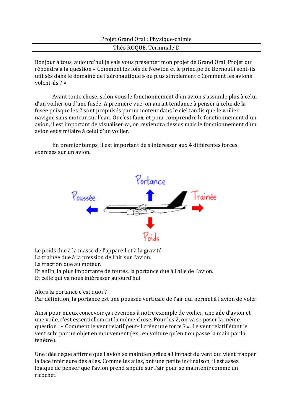 Prévisualisation du document Grand Oral La Portance spe physique