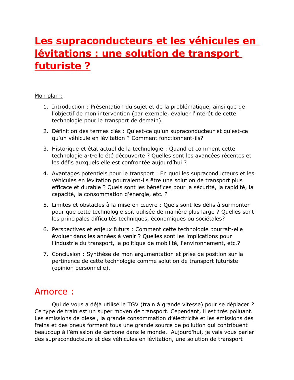 Prévisualisation du document Grand oral: Les supraconducteurs et les véhicules en lévitations : une solution de transport futuriste ?