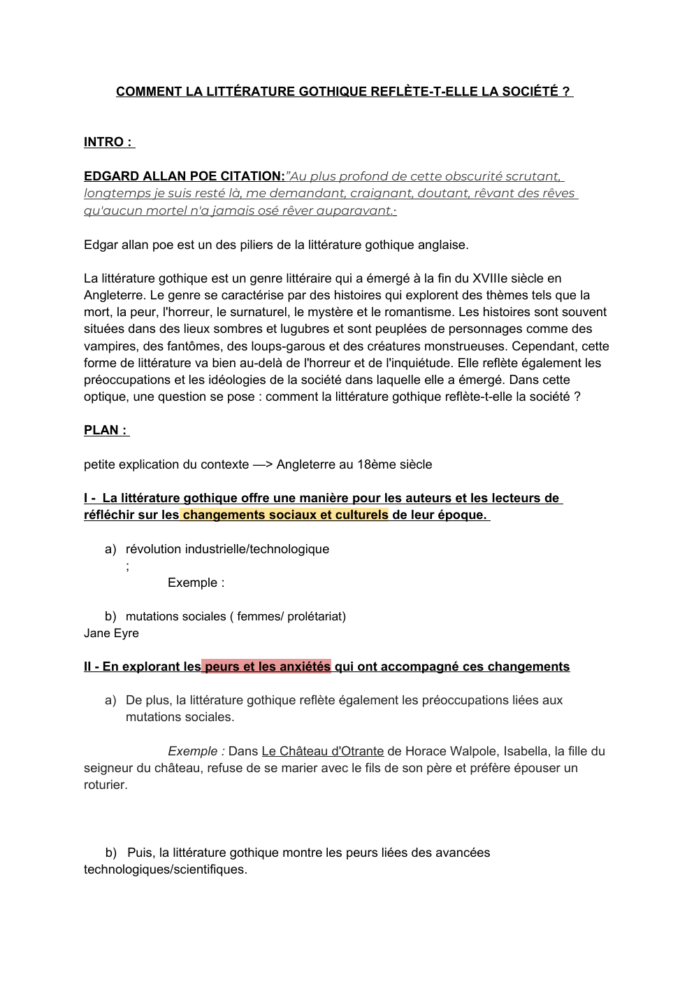 Prévisualisation du document grand oral LLCE : COMMENT LA LITTÉRATURE GOTHIQUE REFLÈTE-T-ELLE LA SOCIÉTÉ ?