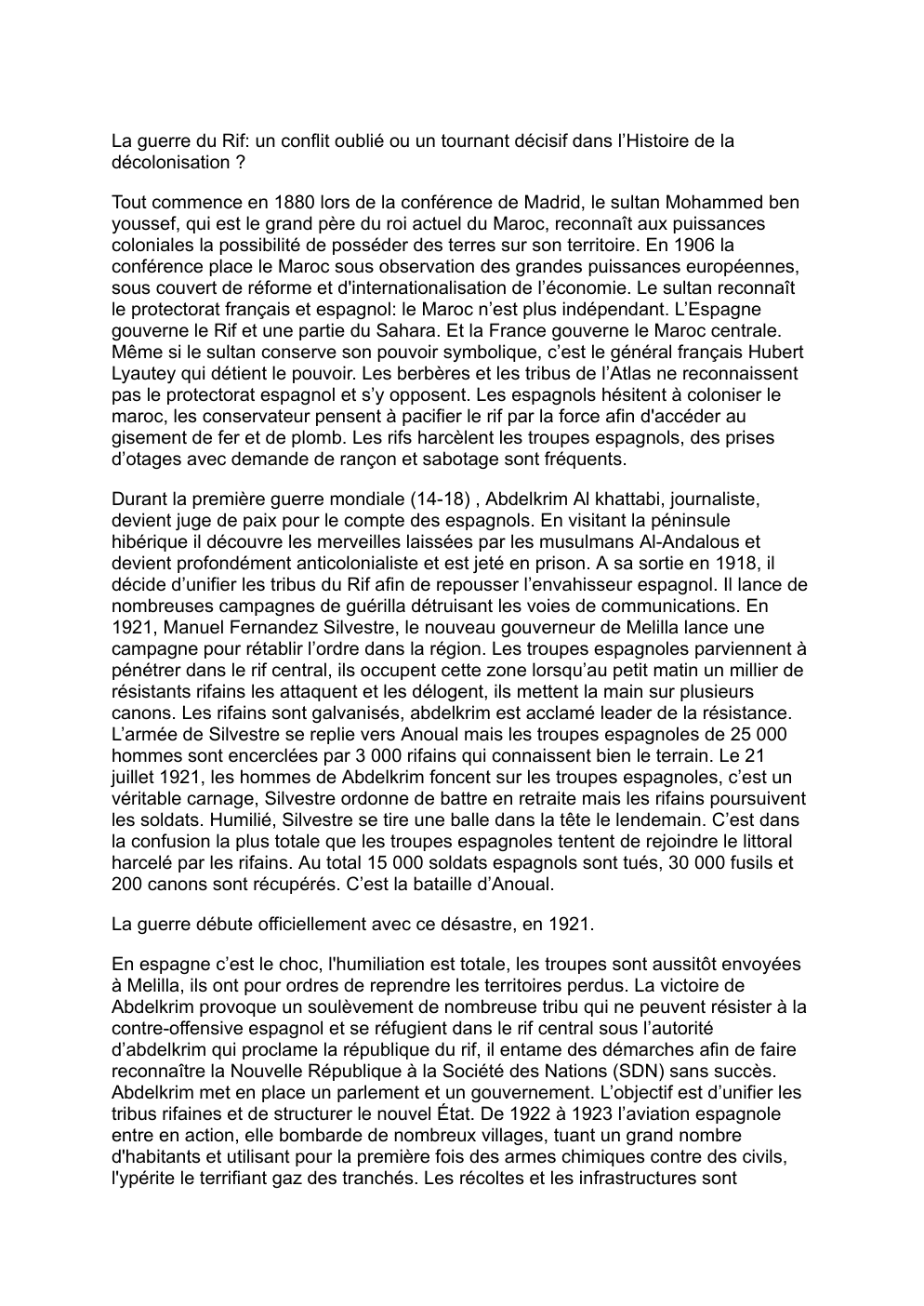 Prévisualisation du document Grand Oral LLCE: La guerre du Rif