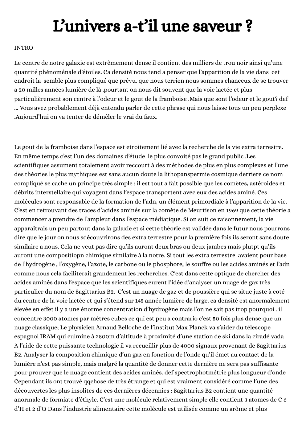Prévisualisation du document grand oral L’univers a-t’il une saveur ?