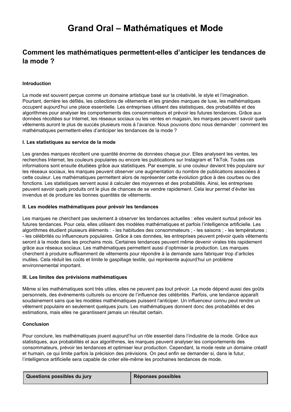 Prévisualisation du document Grand Oral – Mathématiques et Mode Comment les mathématiques permettent-elles d’anticiper les tendances de la mode ?