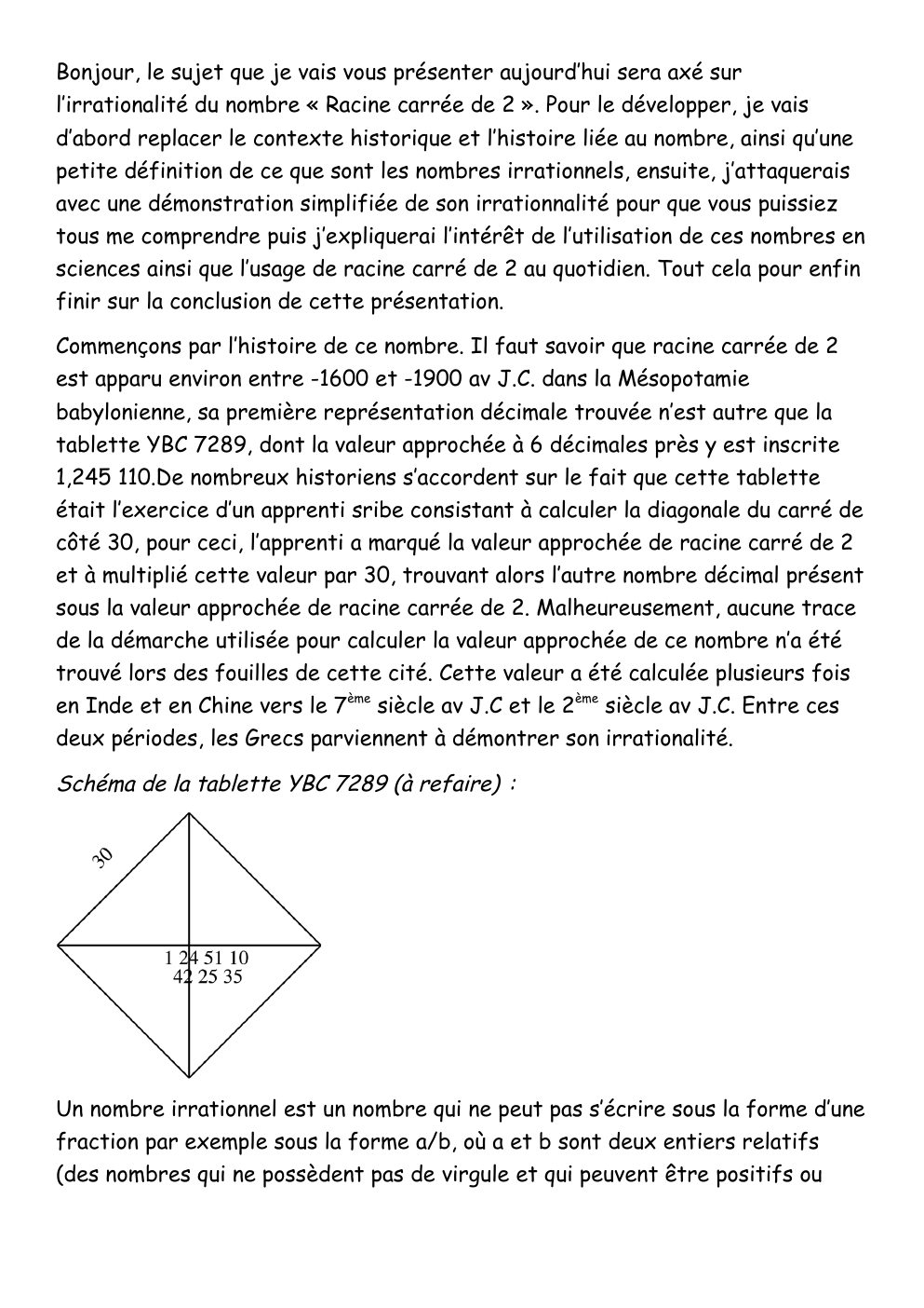 Prévisualisation du document Grand Oral Mathématiques: l’irrationalité du nombre « Racine carrée de 2 »