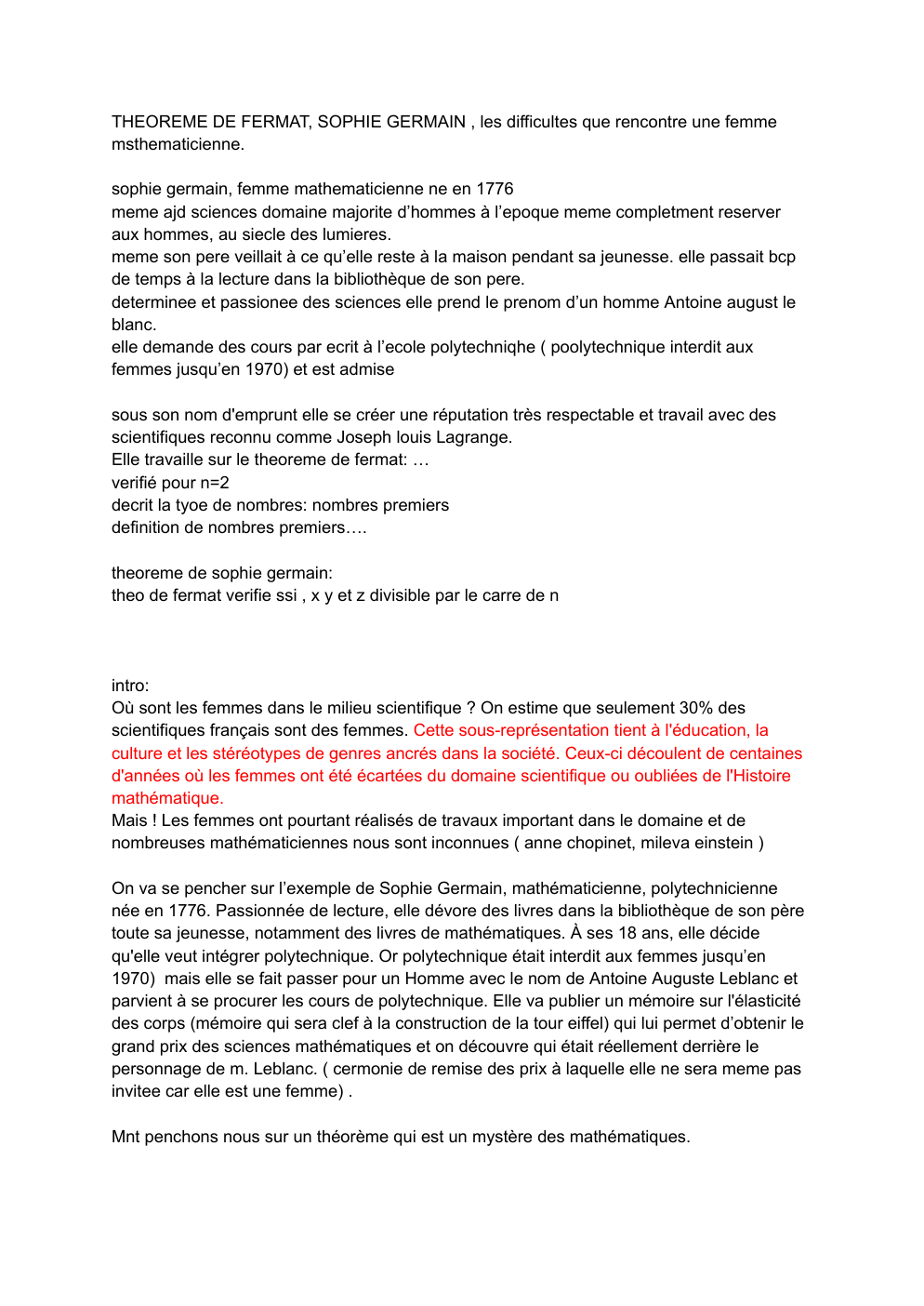 Prévisualisation du document grand oral mathématiques THEOREME DE FERMAT, SOPHIE GERMAIN