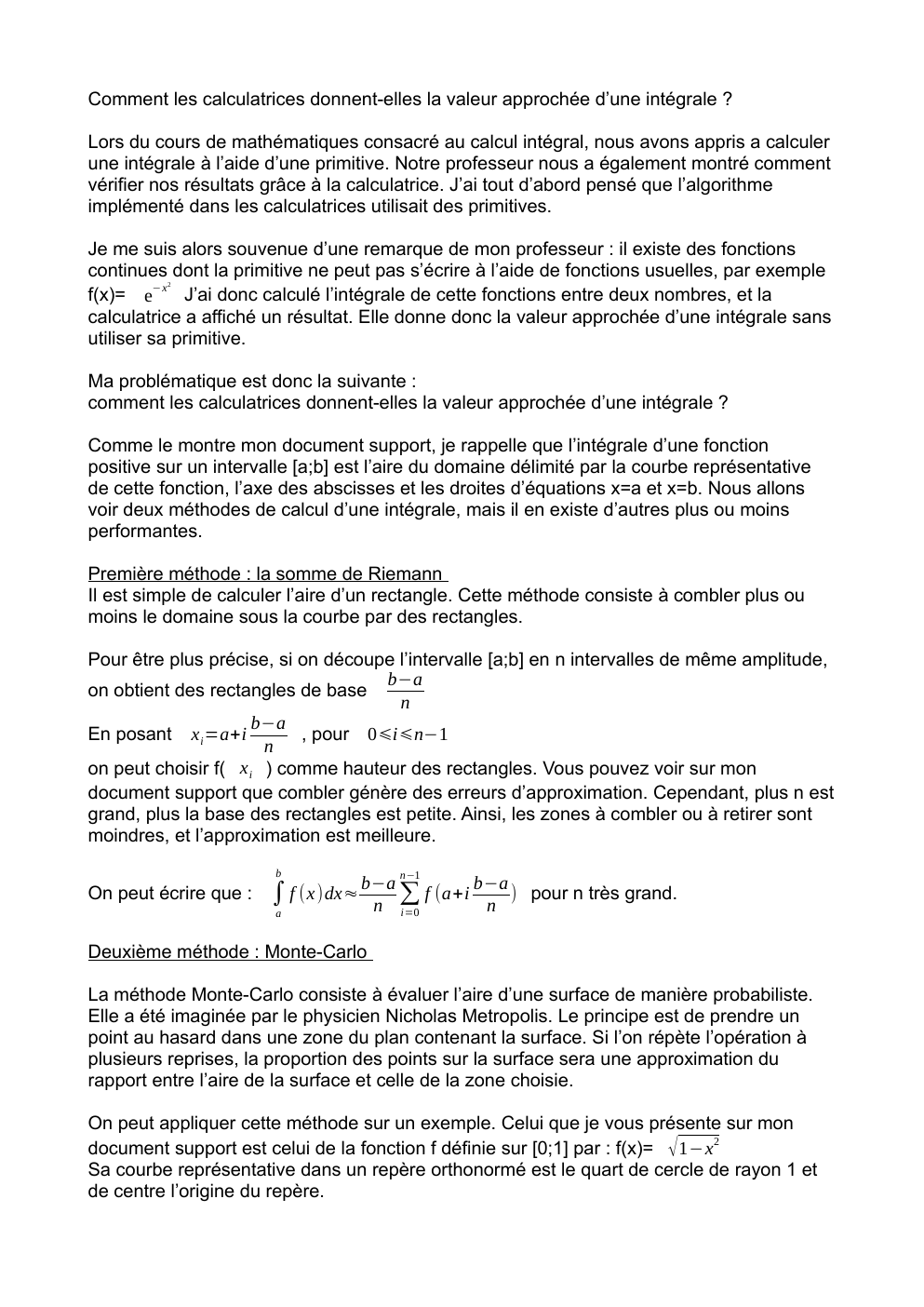 Prévisualisation du document Grand oral maths : calcul d'intégrales