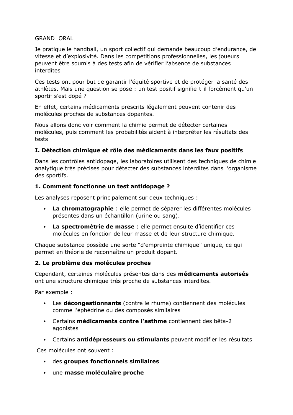 Prévisualisation du document grand oral maths: Comment fonctionne un test antidopage ?