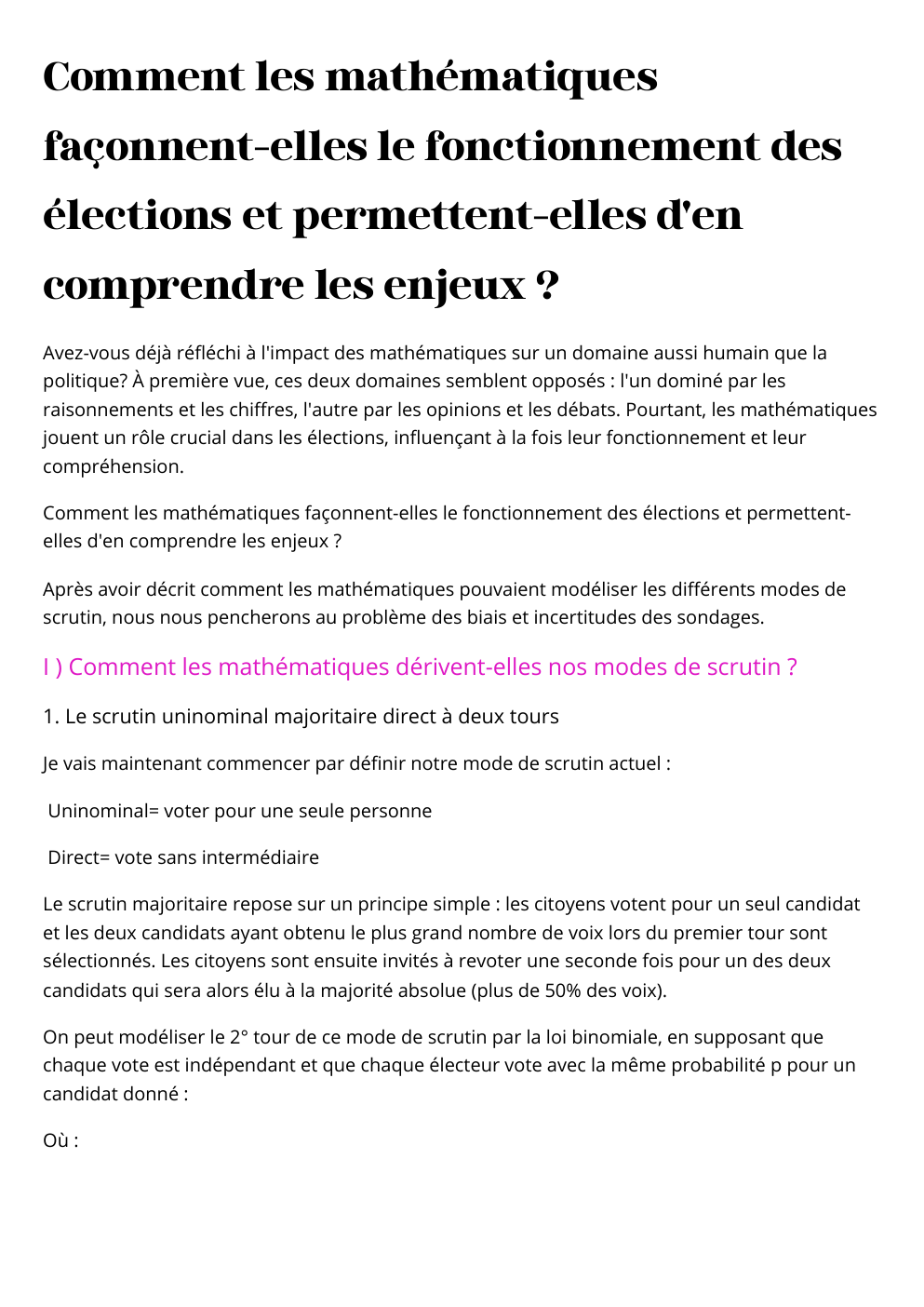 Prévisualisation du document Grand oral maths: Comment les mathématiques façonnent-elles le fonctionnement des élections et permettent-elles d'en comprendre les enjeux ?