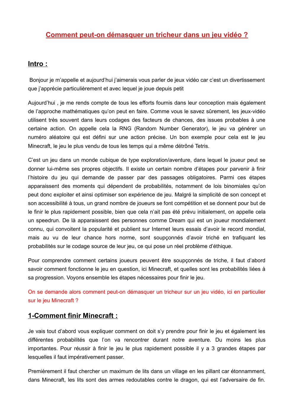 Prévisualisation du document Grand oral maths Comment peut-on démasquer un tricheur dans un jeu vidéo ?