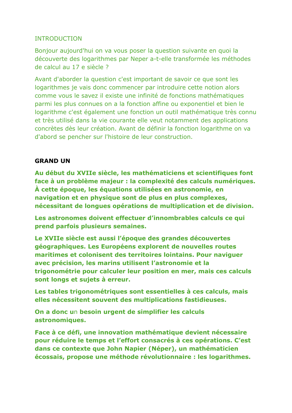 Prévisualisation du document grand oral maths en quoi la découverte des logarithmes par Neper a-t-elle transformée les méthodes de calcul au 17 e siècle ?