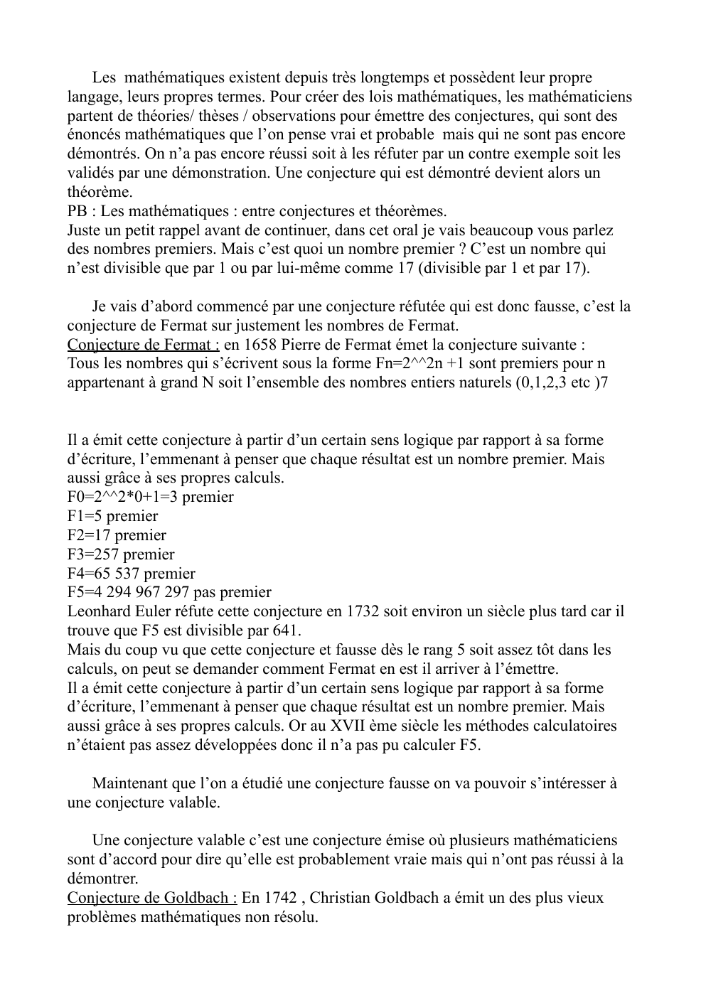 Prévisualisation du document Grand oral Maths entre conjectures et théorèmes