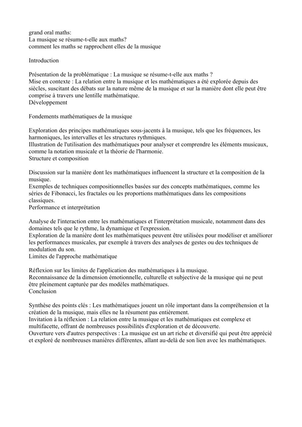 Prévisualisation du document grand oral maths: La musique se résume-t-elle aux maths? comment les maths se rapprochent elles de la musique