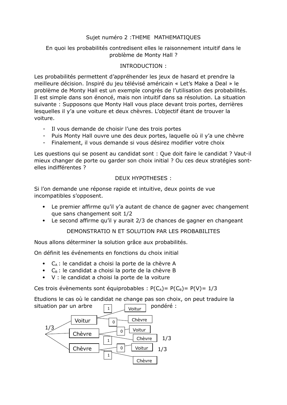 Prévisualisation du document Grand oral Maths problème de Monty Hall
