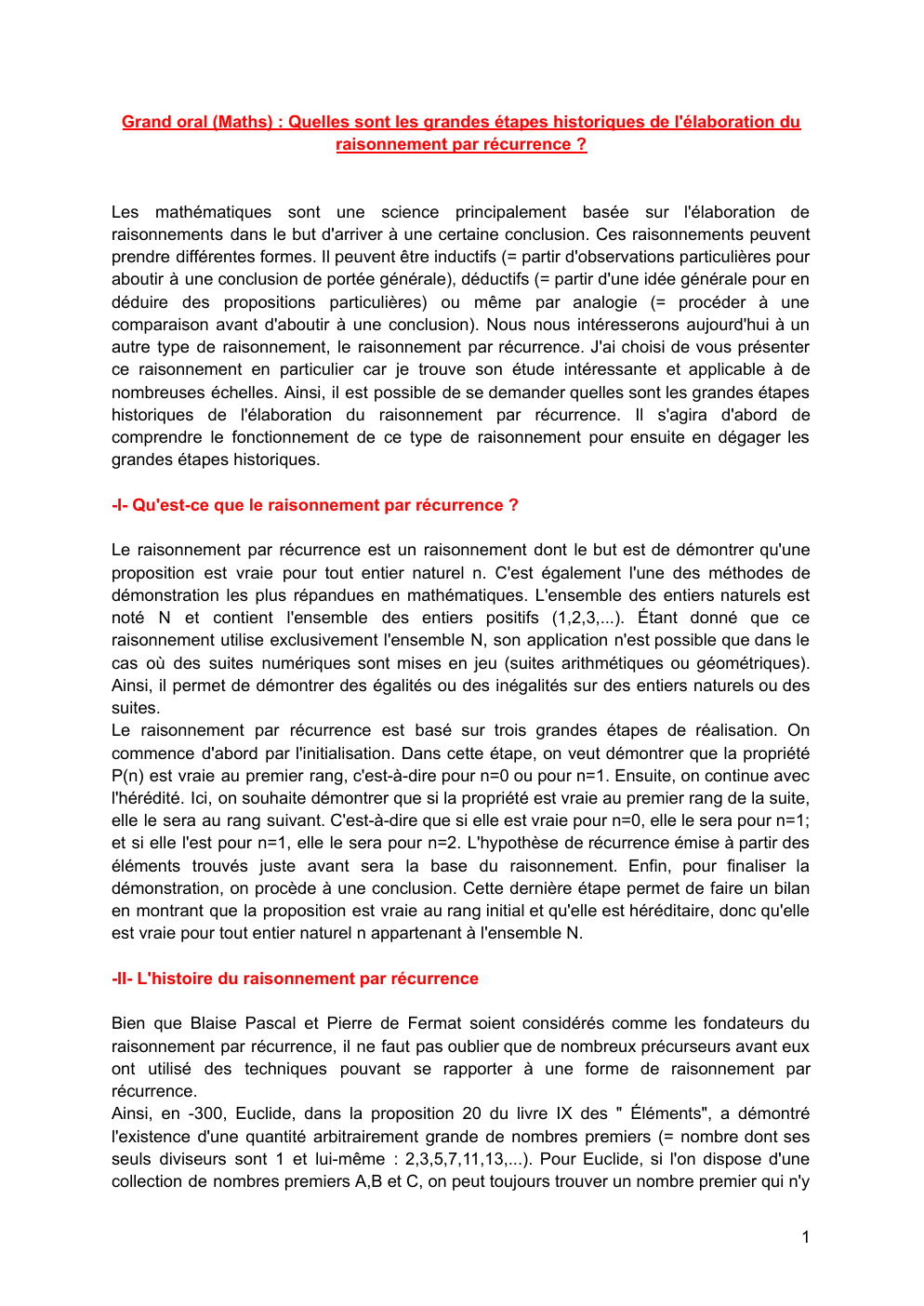 Prévisualisation du document Grand oral (Maths) : Quelles sont les grandes étapes historiques de l'élaboration du raisonnement par récurrence ?
