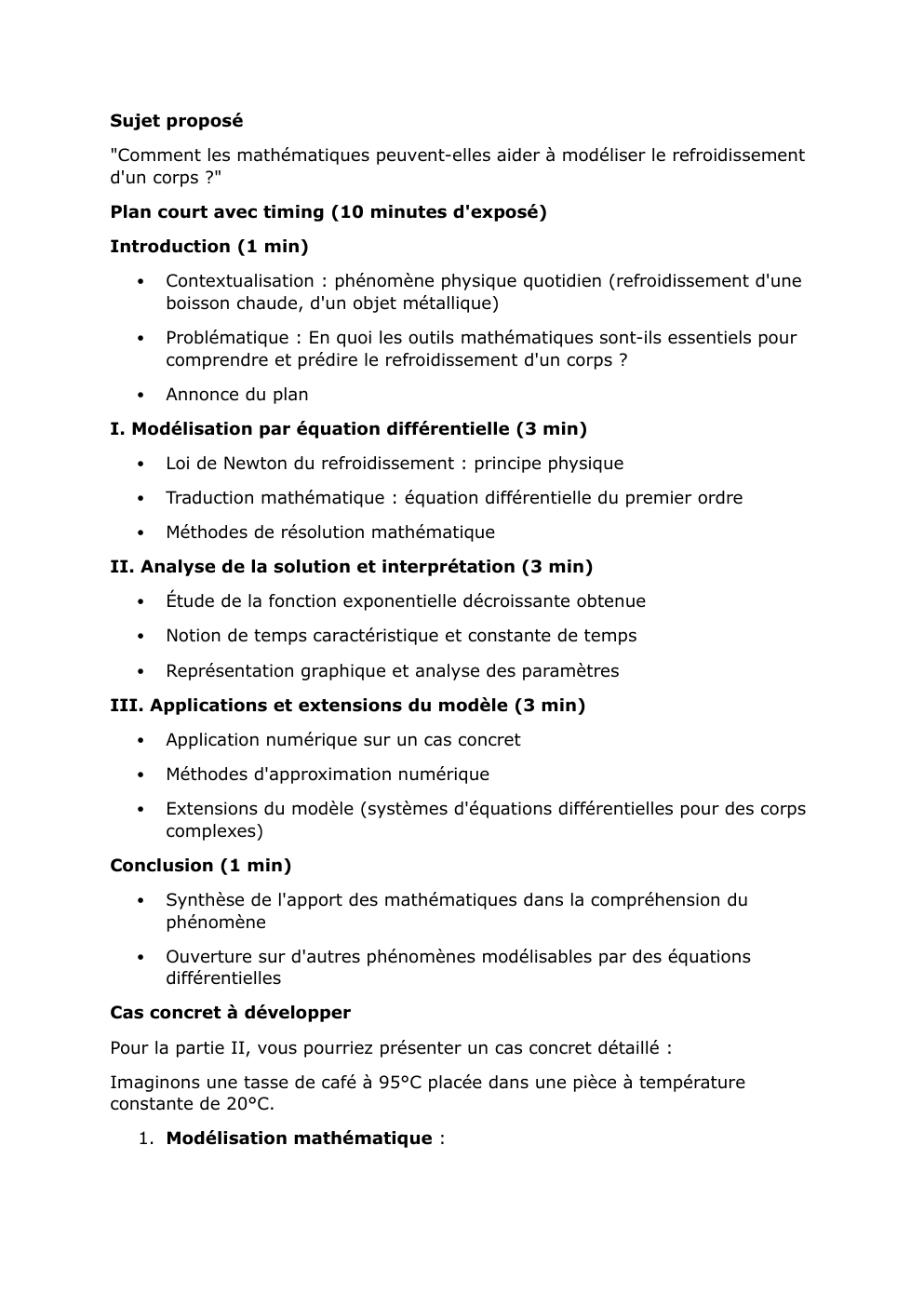 Prévisualisation du document grand oral maths Sujet proposé "Comment les mathématiques peuvent-elles aider à modéliser le refroidissement d'un corps ?"