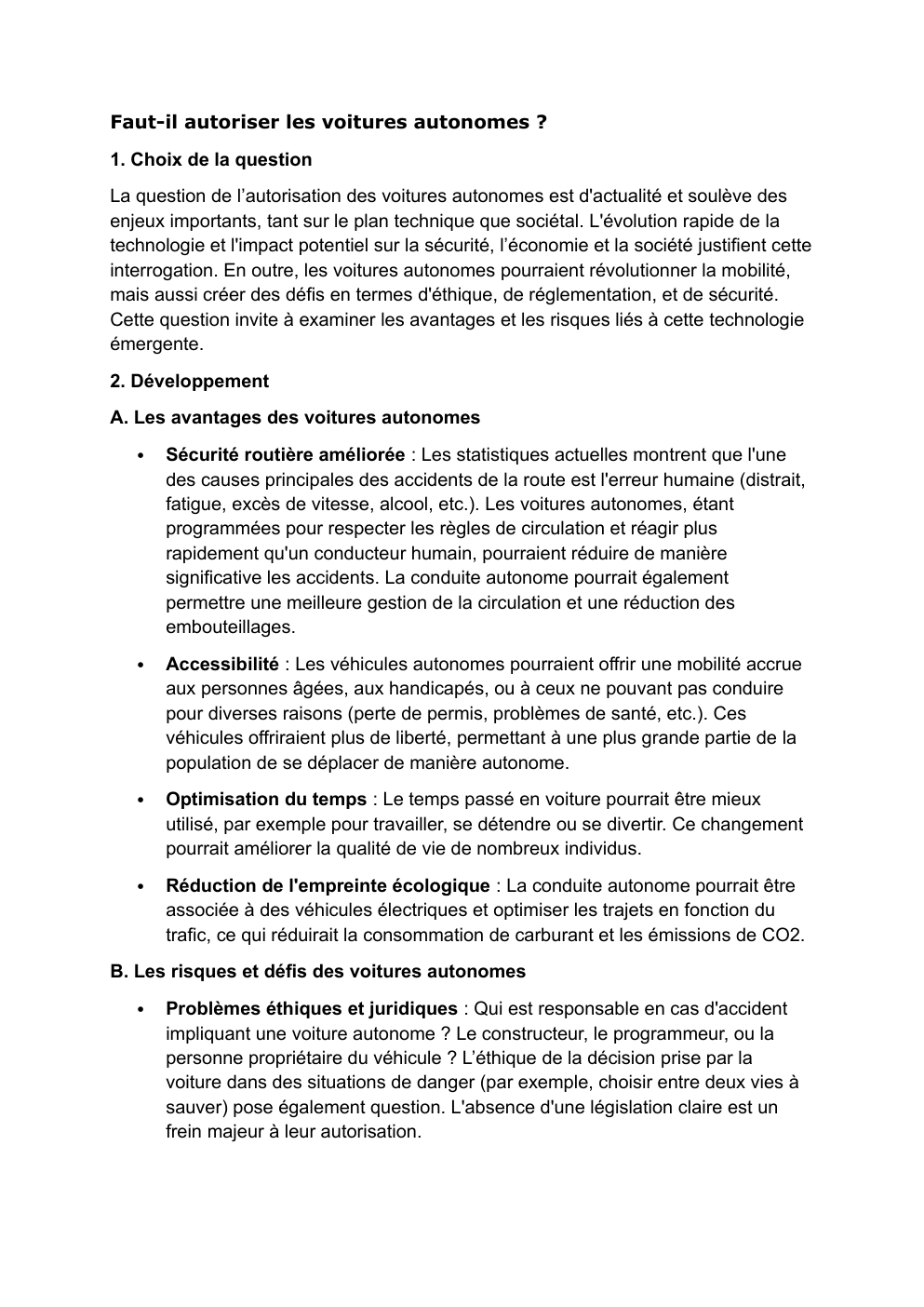 Prévisualisation du document Grand oral NSI Faut-il autoriser les voitures autonomes ?