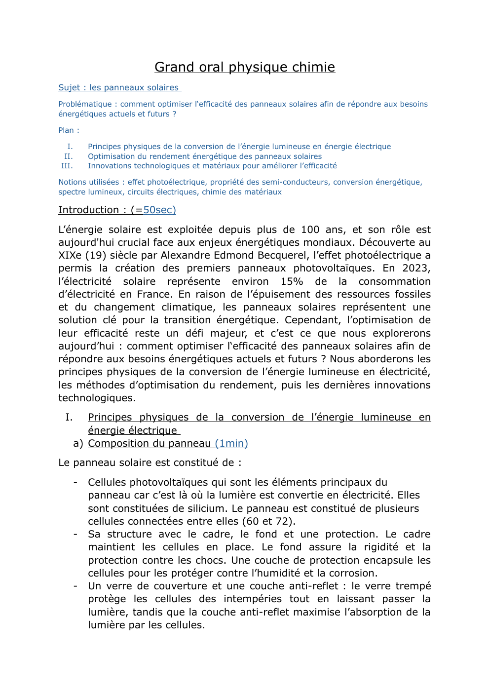 Prévisualisation du document grand oral panneau solaire
